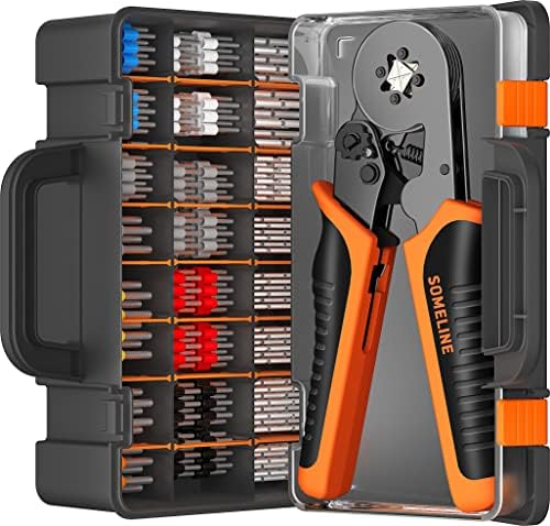 Crimping Tool Set,Crimper Plier Set,Ferrules Crimper Plier 0.5-10mm²(AWG 20-8),with 1350 Piece Insulated Bootlace Ferrules and Uninsulated Bootlace Ferrules,SOMELINE®24 Types Ferrule Terminal