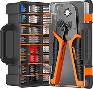 Crimping Tool Set,Crimper Plier Set,Ferrules Crimper Plier 0.5-10mm²(AWG 20-8),with 1350 Piece Insulated Bootlace Ferrules and Uninsulated Bootlace Ferrules,SOMELINE®24 Types Ferrule Terminal