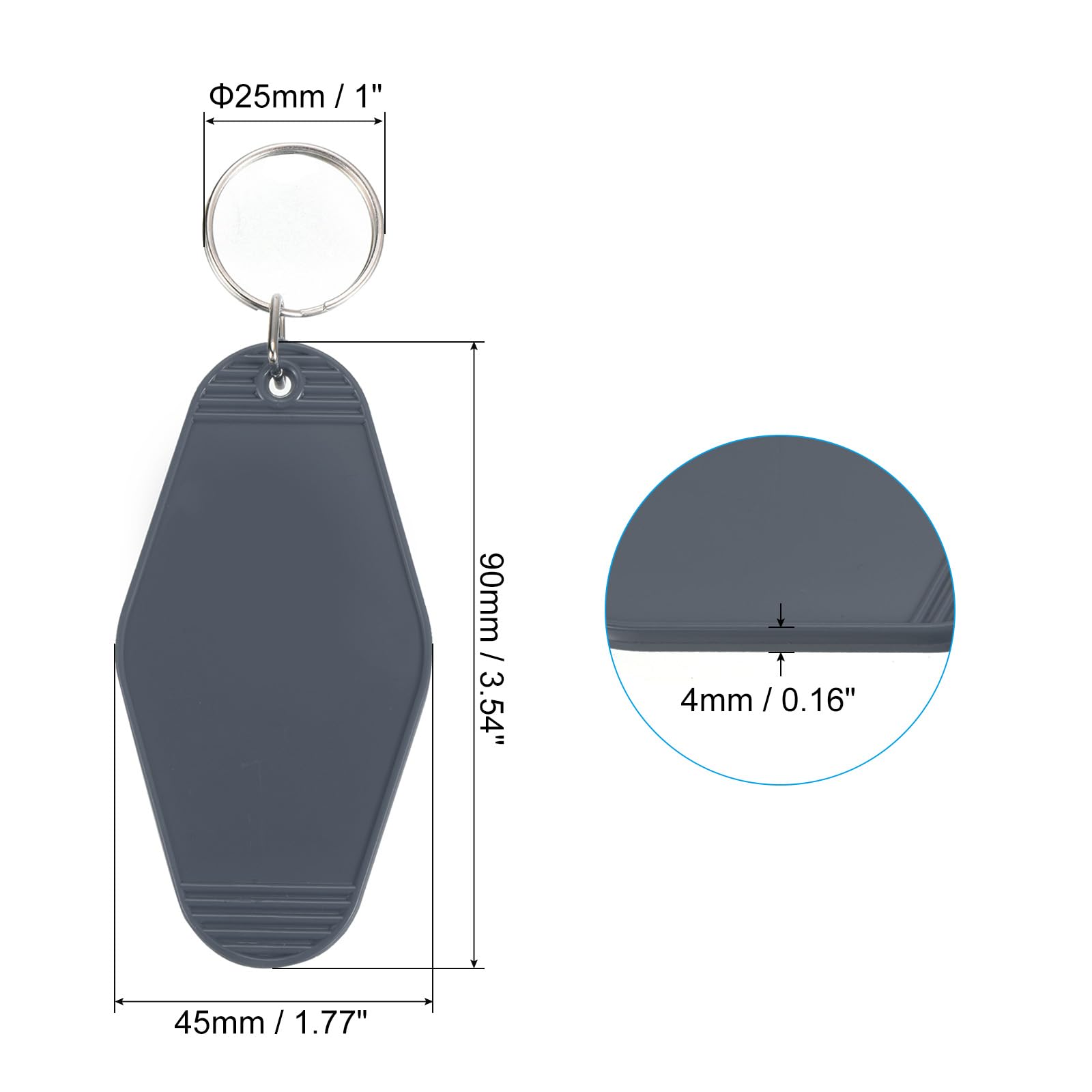 PATIKIL Vintage Motel Keychain, 24 Pack Blank Hotel Keychains Rhombus Retro Key Tag for DIY Crafts Ornament Backpack Luggage Labels Tags, Dark Gray - Image 2