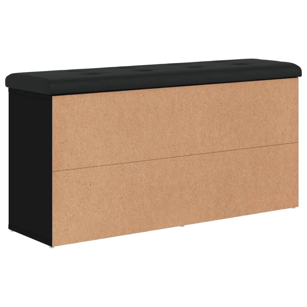 Zapatero negro de madera 102 x 32 x 50 cm con cojín acolchado, banco de pasillo con espacio de almacenamiento, banco para pasillo y salón, almacenamiento para zapatos y orden