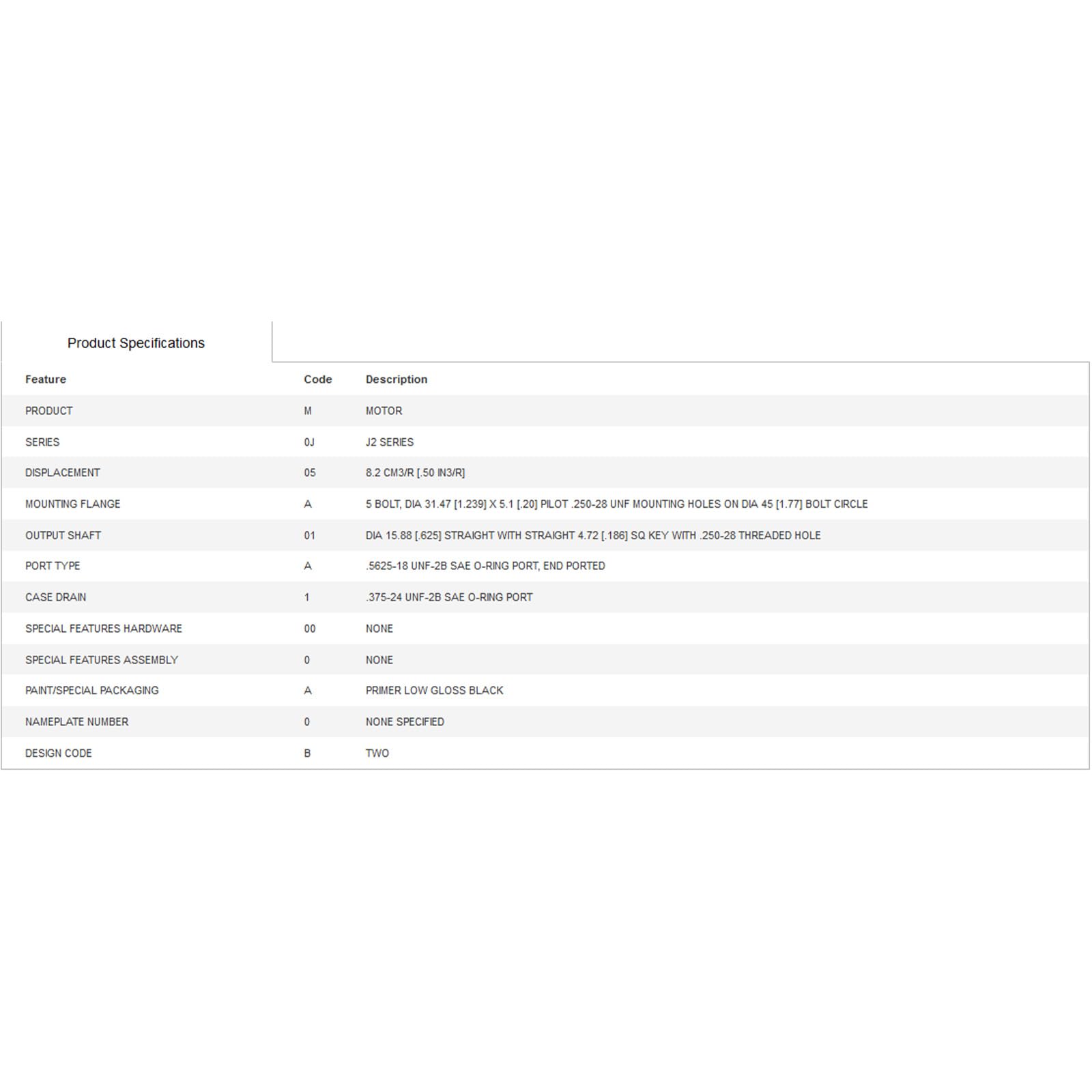 shsiyayh 129-0001-002 1290001002 1290001 129-0001 Hydraulic Motor 8.2 CM3/R [.50 IN3/R] for Char-Lynn J2 Series
