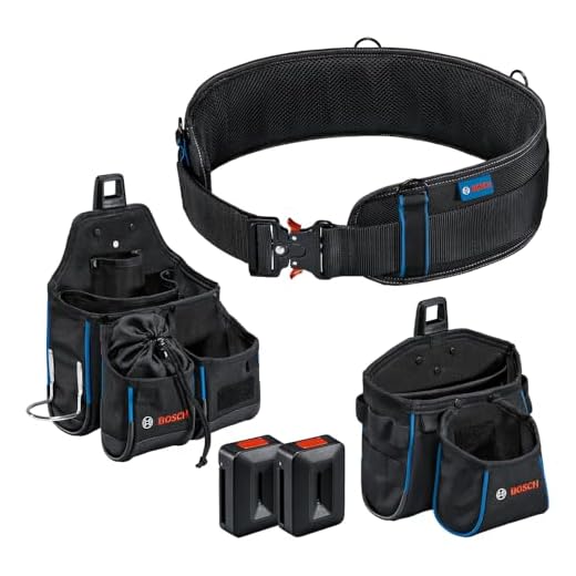 Bosch Professional ProClick Werkzeuggürtel-Set mit 1x Gürtel 108 (Größe L/XL), 1x Tasche GWT 4, 1x Tasche GWT 2, 2x ProClick Holder