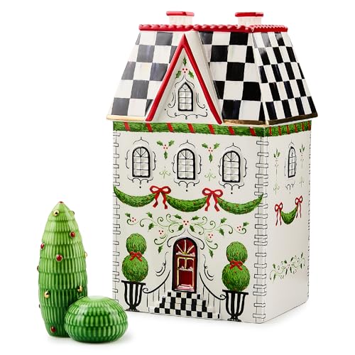 MACKENZIE-CHILDS Illuminated Ceramic Cottage, Indoor Christmas Home Decor, Holly Village