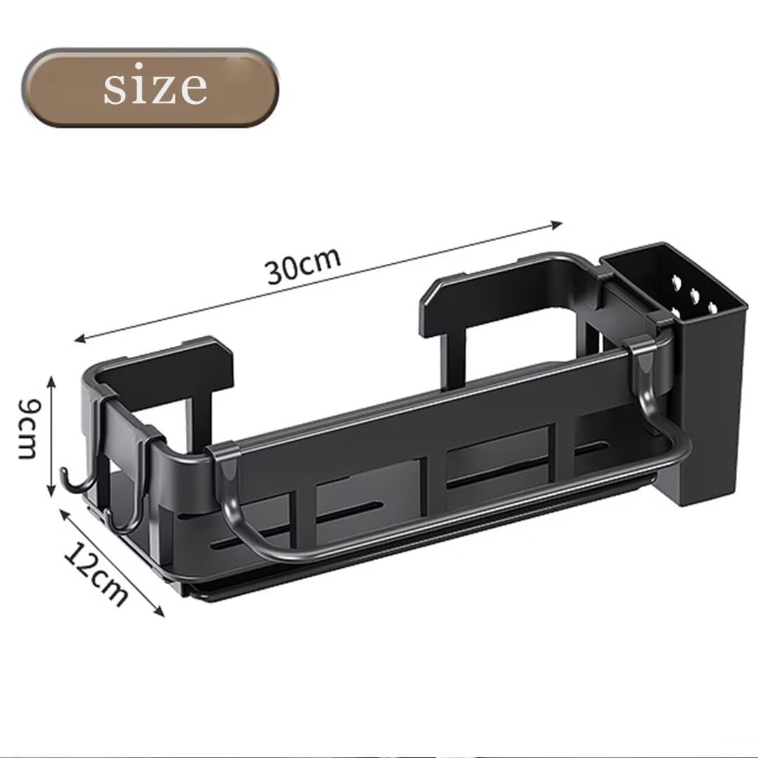 Portasciugamani per lavello da cucina, organizer per lavello in acciaio inossidabile, con portasciugamani e 2 ganci per cucina e bagno (nero) | Leroy Merlin