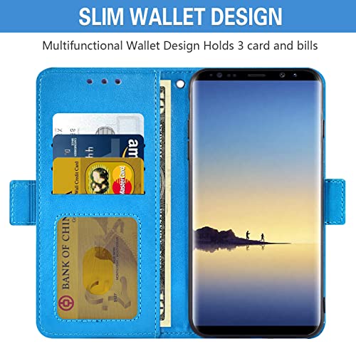 Protection Galaxy Note 8 portefeuille Asuwish avec vitre verre trempé bleu - 3