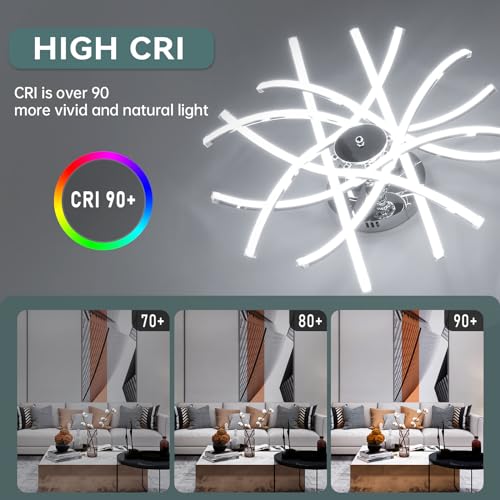 Plafond LED de conception incurvée 98W à intensité variable avec télécommande - 3