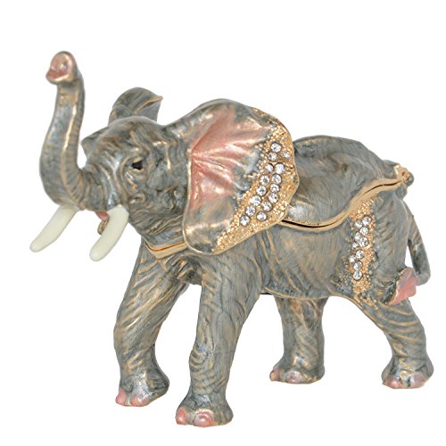 Enameled elephant trinket & jewelry box elephant figurine col…