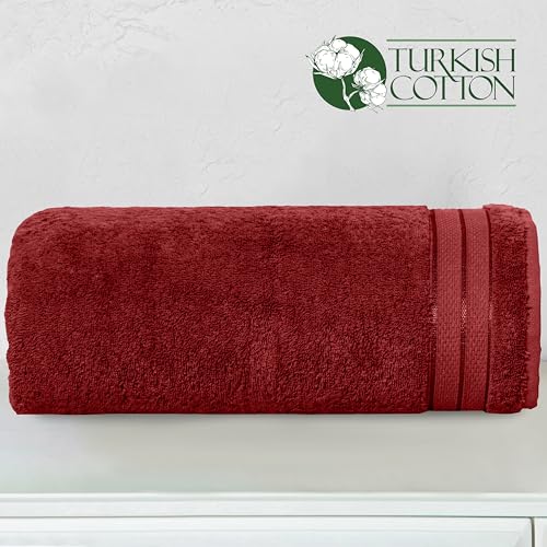 Image of Elegant Comfort Three Line Popcorn Extra Large Luxury Bath Towel - 40 inch x 80 inch inch, Premium Hotel Spa Quality 1 Piece Oversized Bath Sheet 100% Turkish Cotton Super Soft Highly Absorbent, Burgundy