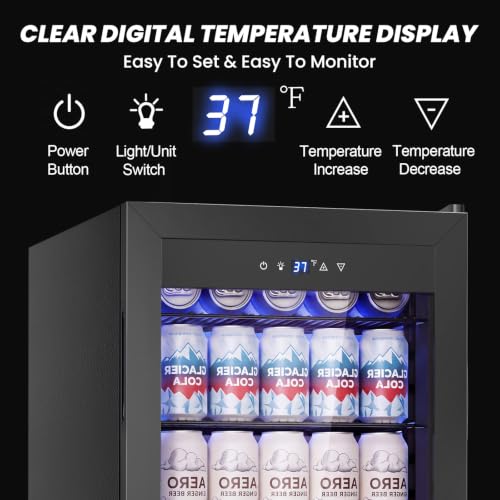 Image of Beverage Cooler Refrigerator, 3.2 Cu. Ft. Mini Fridge with Glass Door Black