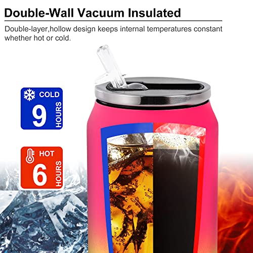 NymphFable 500ml Vistoso Taza con forma de lata Taza termica Doble Pared Acero Inoxidable Vaso Termo Cafe para llevar - Imagen 5