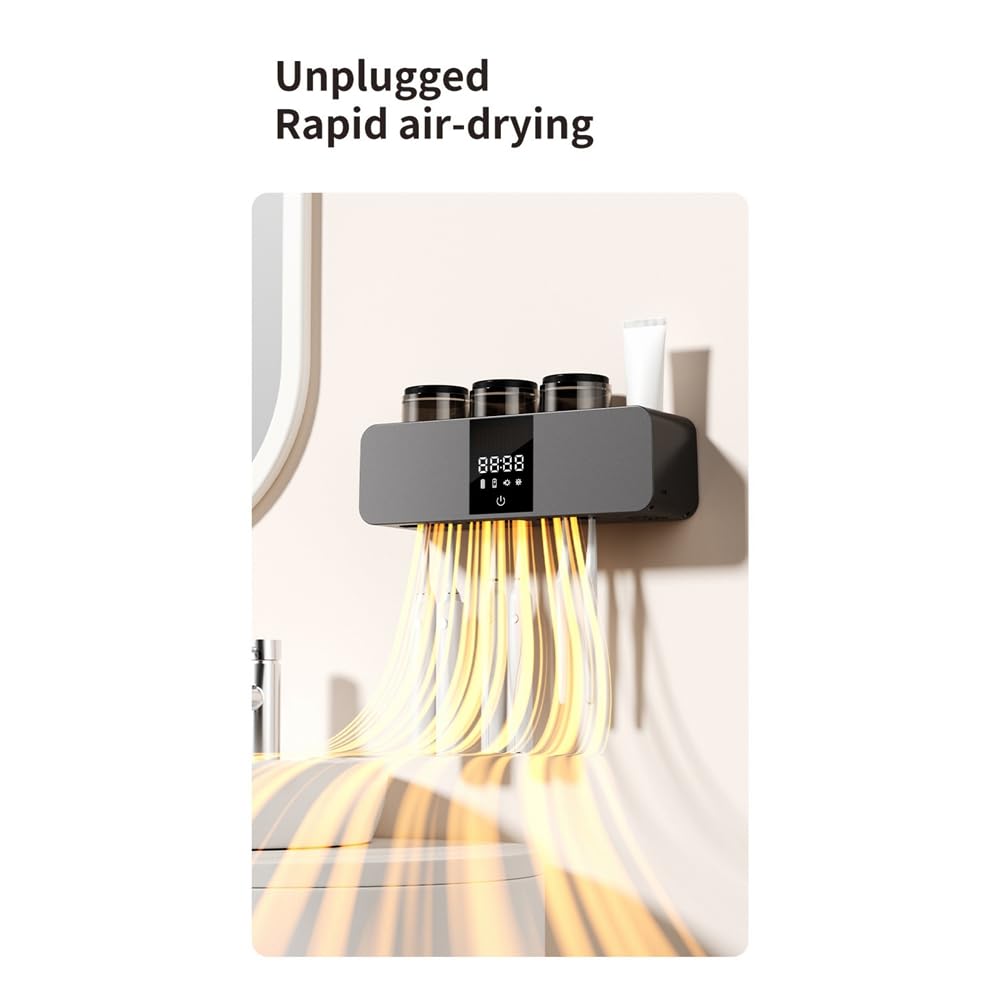 Supporto per Spazzolini con Disinfezione UV, Ricaricabile USB, Display LED, Organizer da Parete con Diffusore di Aromaterapia.