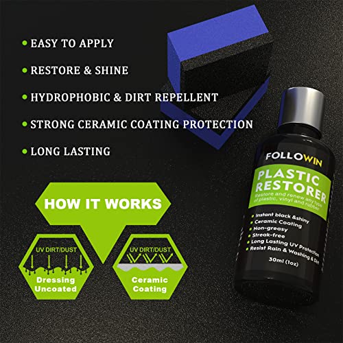Image of FOLLOWIN Plastic Restorer for Cars, Black Trim Restorer, Ceramic Coating
