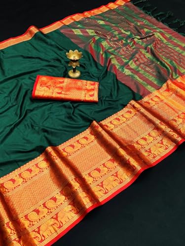 Image of SUPERLAXMI Self Design Kanjivaram Jacquard, Art Silk Saree