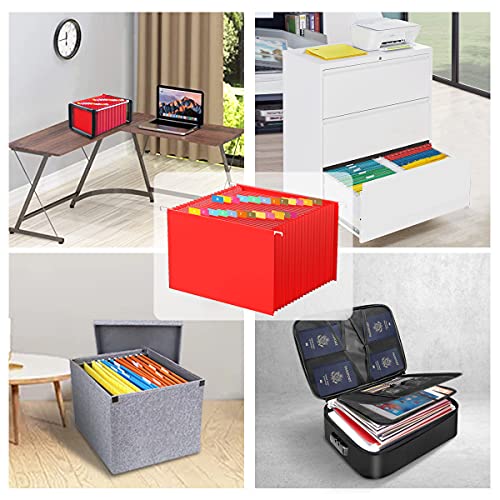 Jimm Colored Plastic Hanging File Folders Letter Size, 25 Pockets Accordian File Organizer Durable Reinforced Expanding File Folder For Filing Cabinet (Red) #TOP5