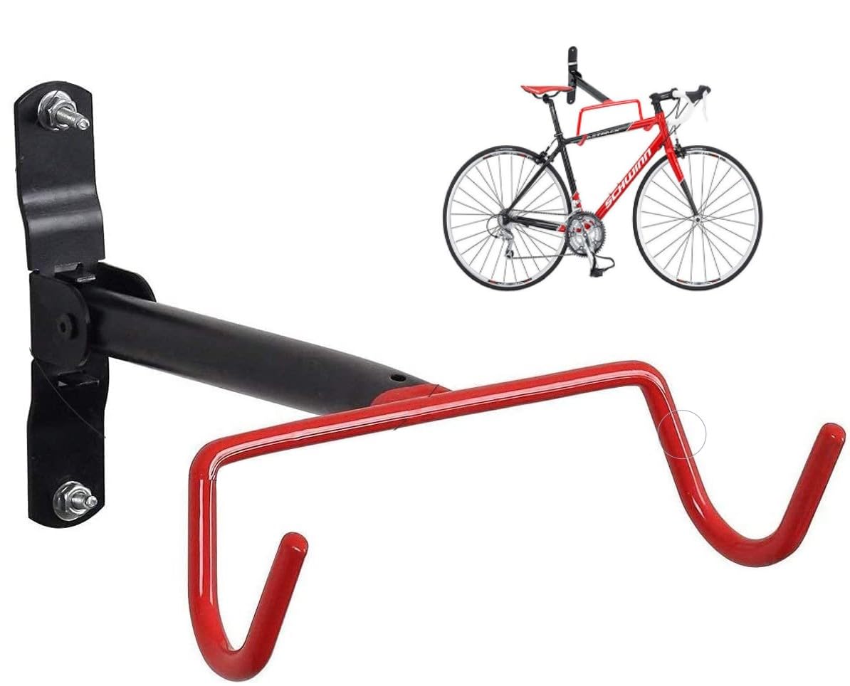 CYBIC Bicycle Wall Mount Stand, Heavy-Duty Steel Bike Hanger, Black and Red-image-12