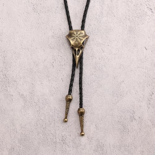 Image of GelConnie Bolo Ties for Men Women Western Cowboy Tie Mens Western Necklace Leather Necktie Gold Bolero Tie Cowboy Necklace