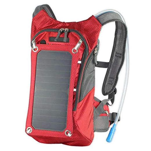 XTPower Xplorer Hiker 8 Red | Solar Backpack with 7 Watt Removable Solar Panel and 5V-USB Output | 1.8 Liter Hydration Pouch/Bladder Backpack | Charges smartphones, tablets, GPS and other USB devices