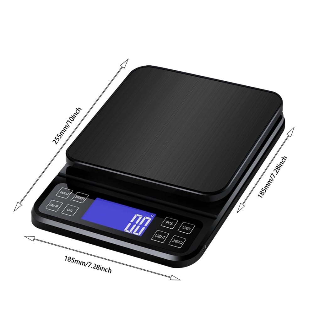 Báscula Digital de Cocina, báscula for Alimentos, Acero Inoxidable, Peso en Gramos, onzas, mililitros y Libras, Ideal for Preparar Comidas, cocinar y Hornear(15kg/1g)