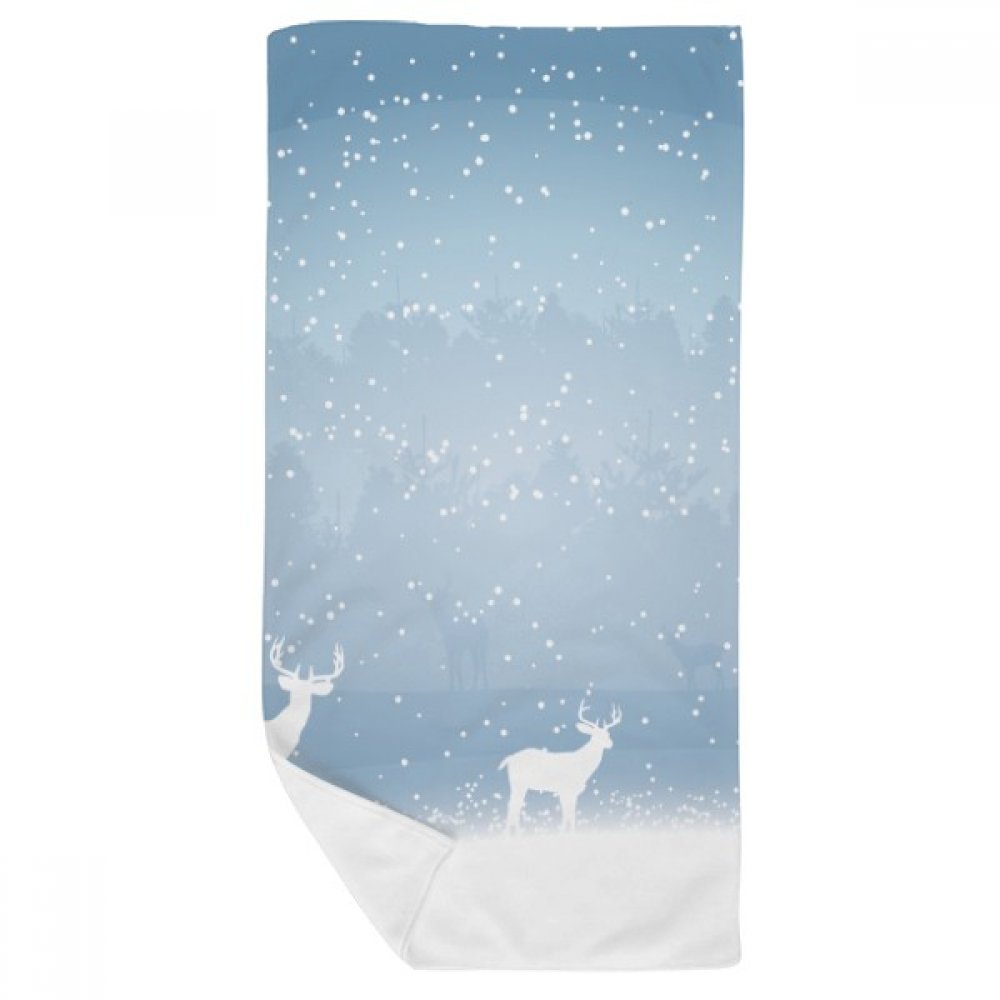 Serviette de bain motif forêt enneigée, gant de toilette doux multicolore 35x70