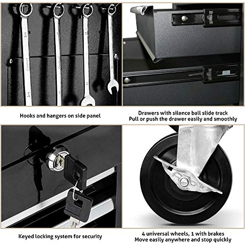 Zety Corp High Capacity 8 Drawer Rolling Tool Chest With Drawers Portable Tool Box Organizer On Wheels Tool Storage Cabinet (Black) #TOP1