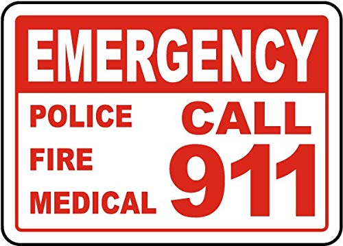 Vinyl Stickers - Bundle - Safety and Warning & Warehouse Signs Stickers - Emergency Call 911 Sign F2-6 Pack (10" x 7")