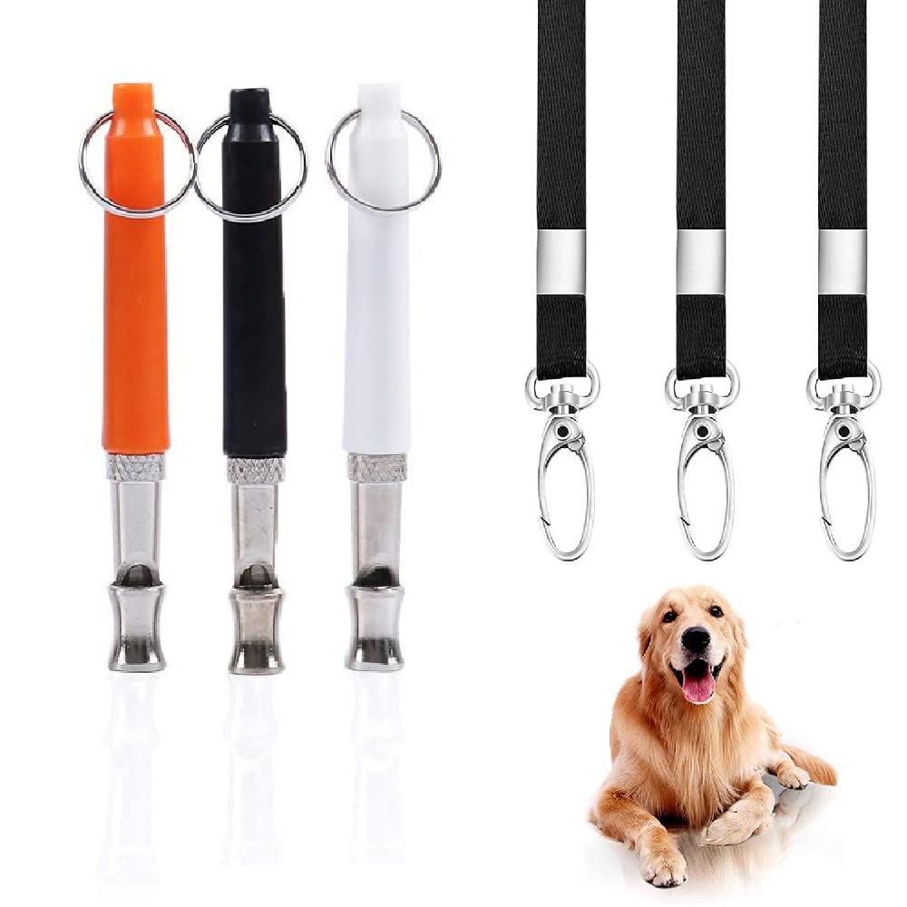 WBYNB 3 Piezas Silbato para Entrenamiento Perros, Silbato De Ultrasonidos, Silbato Entrenador, Silbato para Perros con Cordón, para Adiestramiento De Perros y Control De Ladridos (3 Colores)