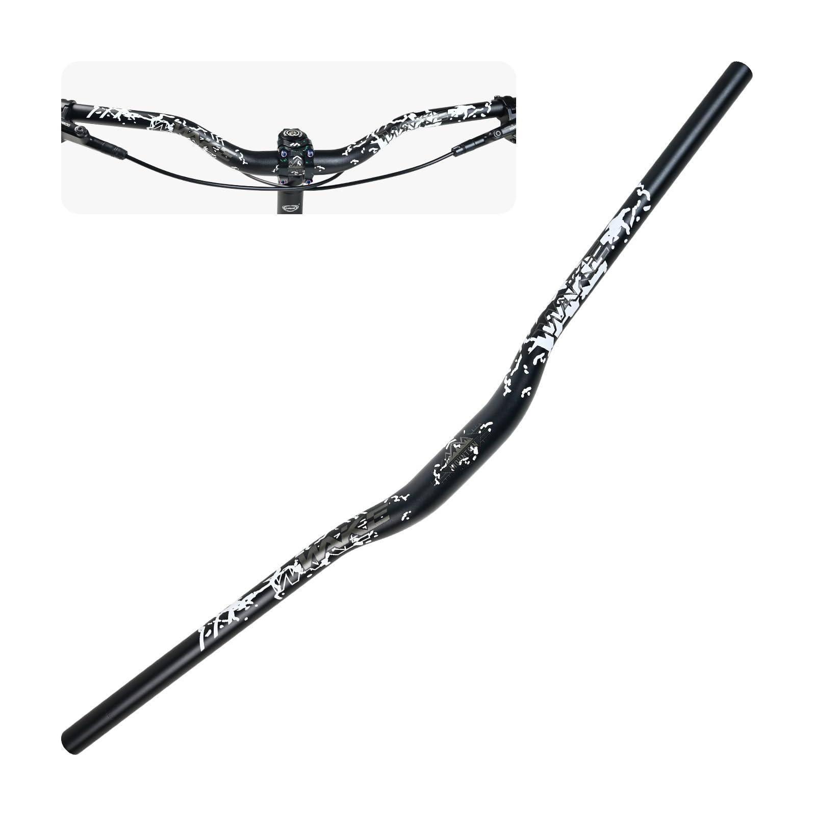 Wake Bike Handlebar 31.8mm*720mm Extra Long Wide Riser Bar Aluminum Alloy Bicycle Handlebars Riser 30mm Bike Bars for Cycling MTB Mountain Road Bike (Black)