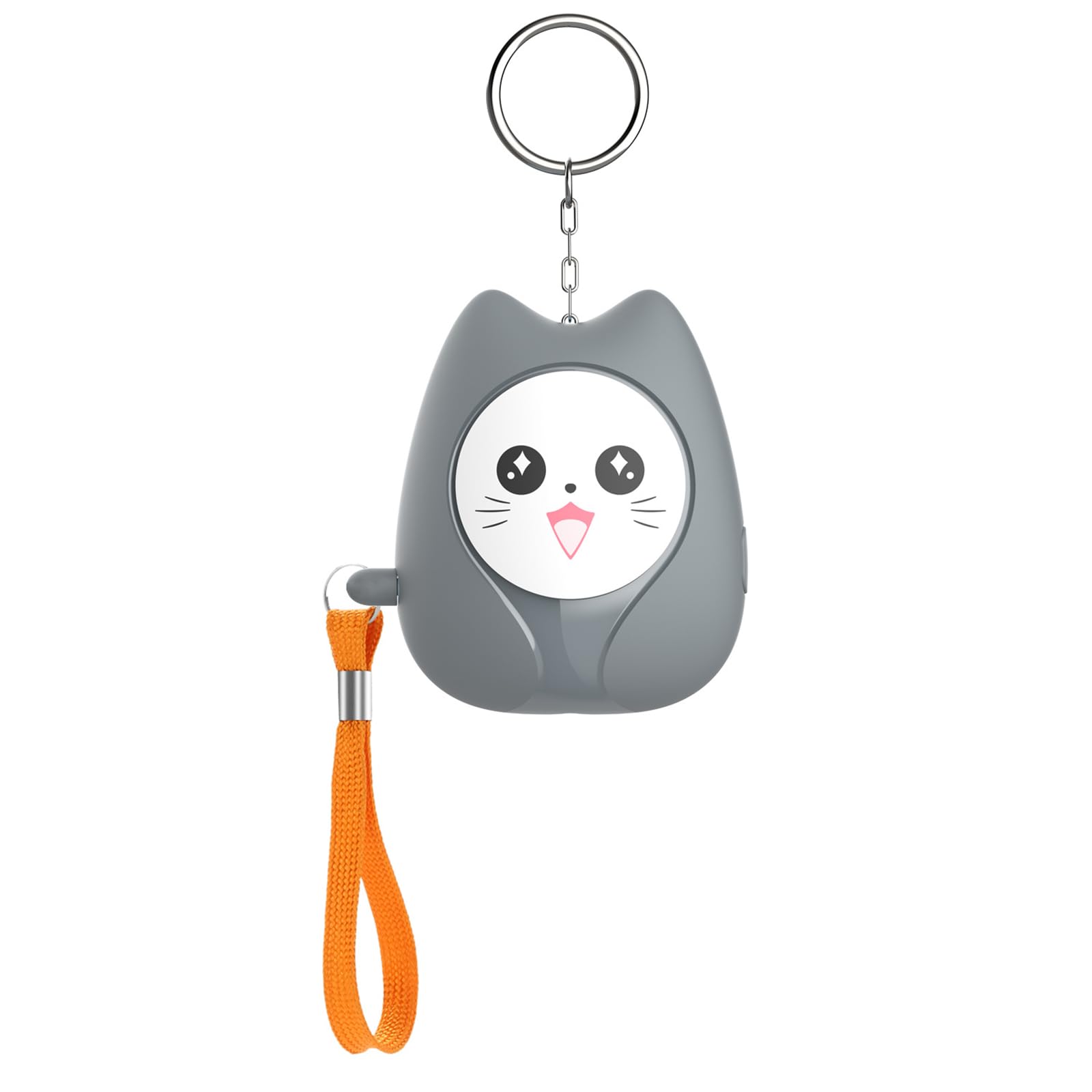 Cat-Shaped Personal Alarm for Women - ersonal Alarms for Women, 130DB Loud Safety Alarm Keychain with LED Flashlight, for Women, Girls, Kids, Elderly (Gray-black)