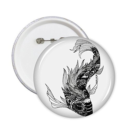 Broche ronde dessin truite chinoise pour personnaliser vos vestes d'hiver