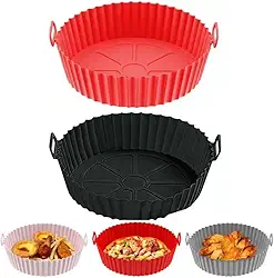 Kit 2 Formas de Silicone Forro para Airfryer Fritadeira Elétrica Reutilizável Universal Antaderente Redonda com Alça Forno Microondas Marca GP LUMOS (16cm)