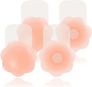 parkplus Reusable Nipple Covers with Flower Design | Comfortable, Invisible, Self-Adhesive, and Washable Silicone Pasties for Women in Skin Tone-picture-47