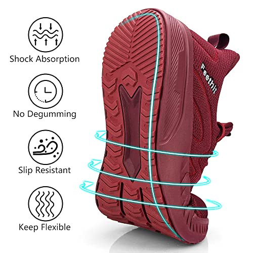 Image of Feethit Mens Non Slip Walking Sneakers Lightweight Breathable Slip on Running Shoes Athletic Gym Tennis Shoes for Men