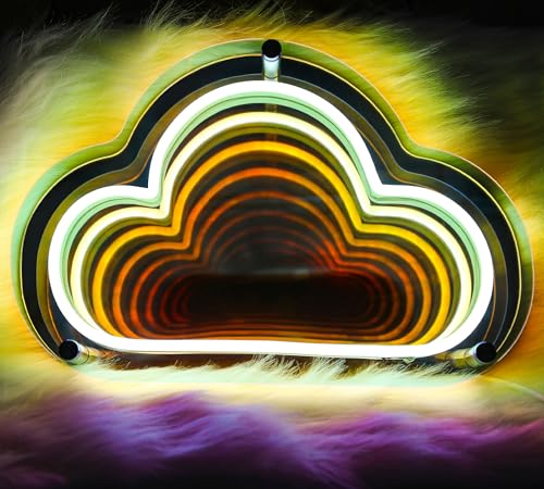 Image of Fariita Infinity Cloud Neon Sign Light Up Infinity Mirror Double-Layer Acrylic Light Cloud LED Lamp with USB Power Bar Home Table Decor Gifts for Birthday Mather's Day Housewarming Congrats Grad