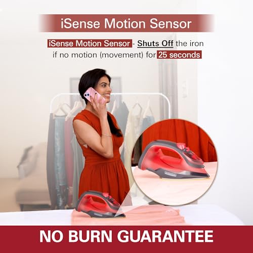 Image of Hamilton Beach Helios 3-in-1 Steam Iron with iSense Tech, (No Burn Guarantee), 5-Year Soleplate Warranty, 120g Turbo Steam, 30g Continous Steam, Steam Iron for Clothes, No Fabric Selector