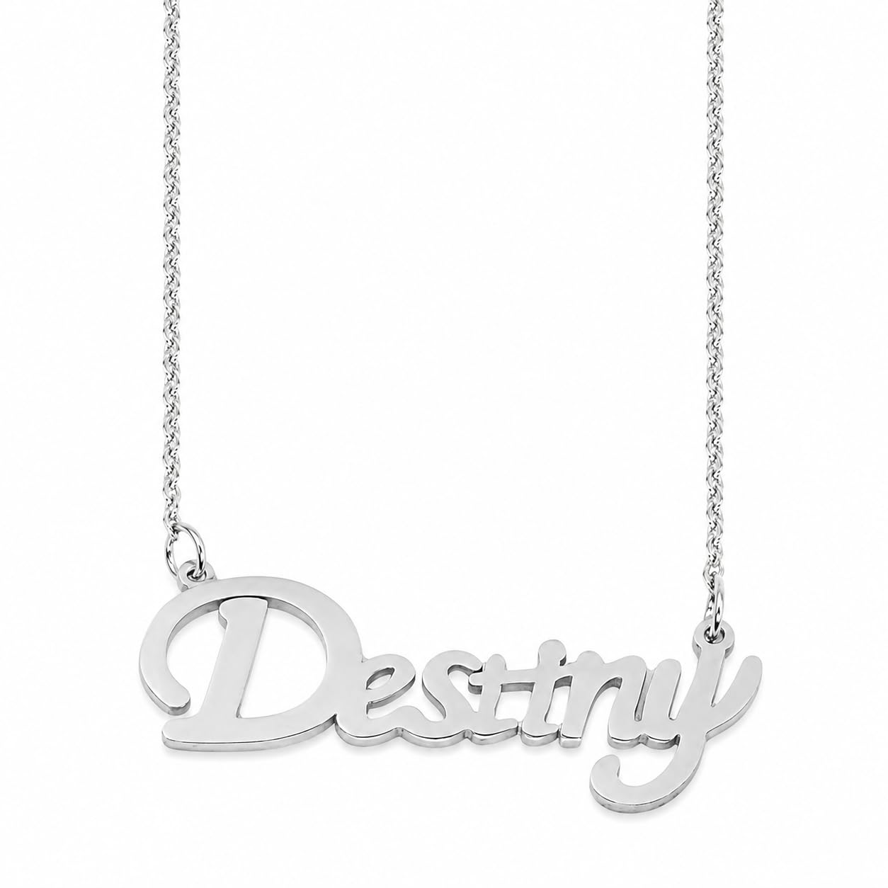 Valentine Gift Destiny Letter Locket with Chain Silver Stainless Steel Necklace Pendant for Men and Women-image-31