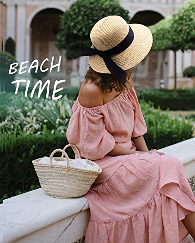 Image of FURTALK Womens Beach Sun Straw Hat Wide Brim UV Protection Travel Hat