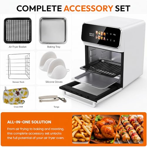 Image of Toree Digital Air fryer oven with Glass window, Large Capacity of 9+ Liters, LED Touch screen control panel, accessory set with silicone picker /tong /skewer set /glove | 1 Year Warranty-8130656959