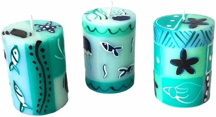 Redclaw Conjure Handpainted Votive Candles, Samaki Design, Set of 3 (Unscented)