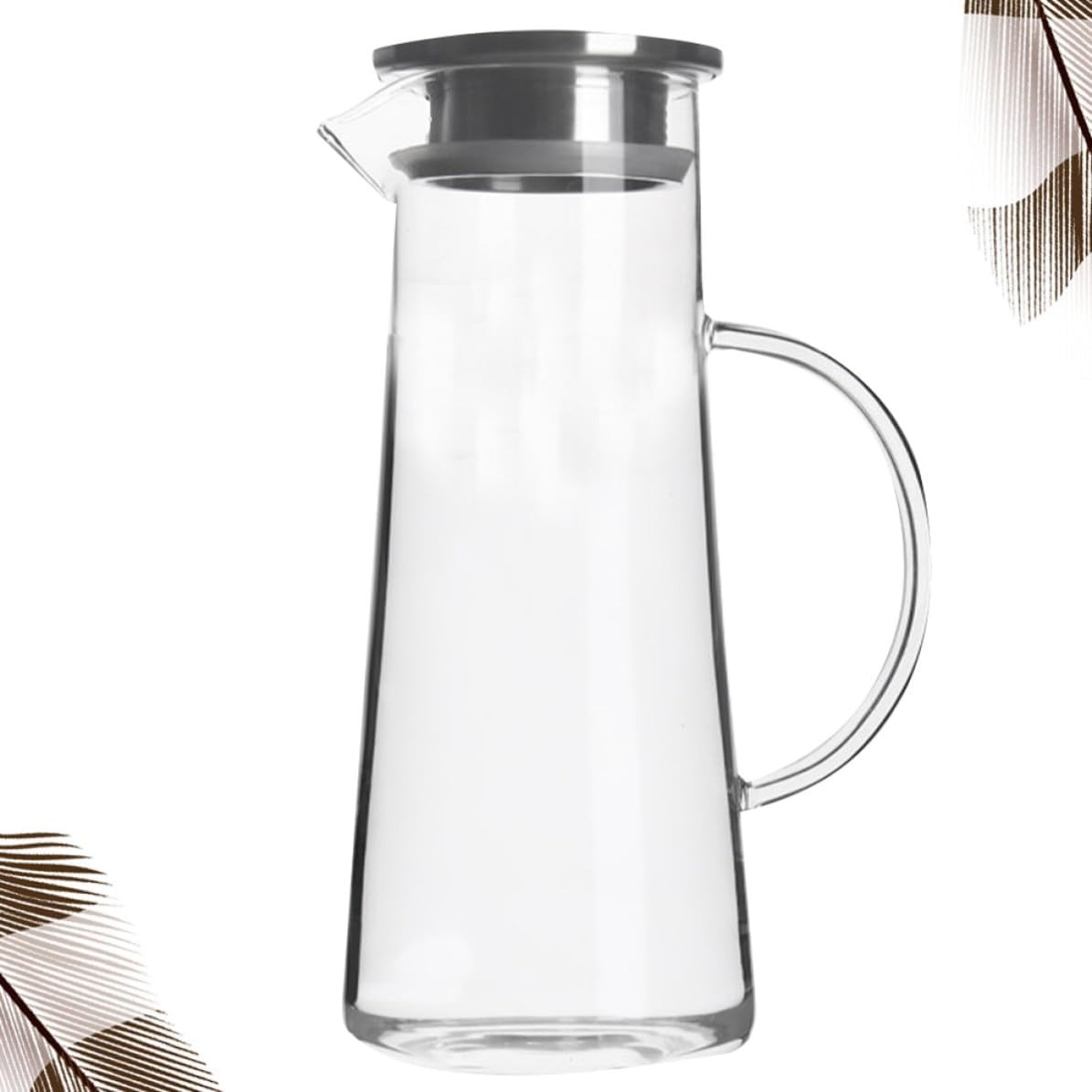 Glass Beverage Pitcher with Stainless Steel Lid and Handle