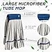 Hushee 6 Pack Large Microfiber Tube Mop Heads 18 oz Heavy Duty Commercial Industrial Wet Mop Head Refill Reusable Machine Washable Looped End Mopheads for Hardwood, Tile, Laminate Floors (Grey)