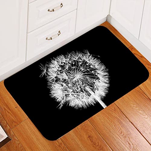 Black And White Dandelion Printed Doormat,Novelty Flannel Floor Mat With Non-Slip Rubber,Housewarming Decor Gift For Dandelion Lovers Welcome Doormat 30 X 18 Inch #TOP9
