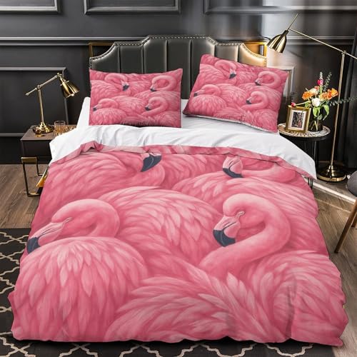 Housse de couette microfibre résistante hypoallergénique rose à fermeture éclair King