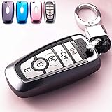 Mofei for Ford Key Cover Fob Shell Case TPU Protector Holder with Key Chain Compatible with Ford Fusion F150 F250 F350 F450 F550 Edge Explorer Escape Mustang Remote Keyless Entry (Black)