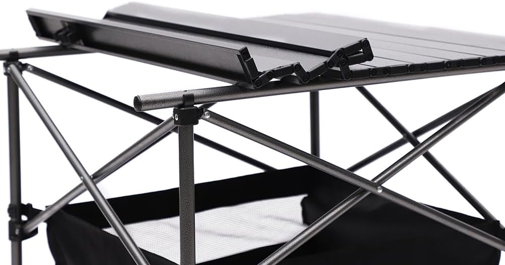 1-Piece Folding Outdoor Table with Carrying Bag,Lightweight Aluminum Roll-up Rectangular Table for Indoor, Outdoor Camping, Picnics,Beach,Backyard, BBQ, Party, Patio (Medium)