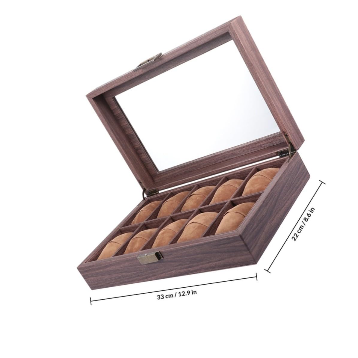 INOOMP Scatola Orologi 10 Posti in Legno PU Vetro Trasparente
