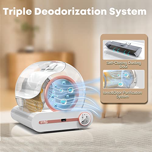 Cat Litter Box Self Cleaning, Large Capacity Automatic Cat Litter Box, App Control Smart Motion Sensor Kitty Litter Box For Multiple Cats With Cat Litter Mat #TOP4