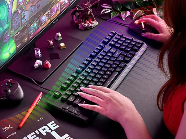 HyperX Eve 1800 β Gaming Keyboard, 1800 Form Factor,10 Zone Customizable RGB Lighting, Built-in Media Buttons, Membrane Switches, β Black - 5