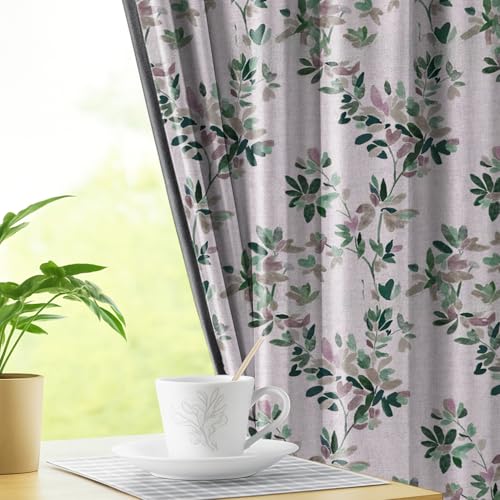 Image of LINENWALAS Printed Blackout Curtains for 6 Feet Window | Set of 2 | Floral Printed Drapes | Thermal Insulated, Room Darkening Panels with Grommet Hanging for Living Room (Pastel Petals)