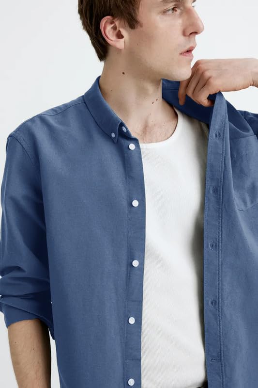 Image of BE ACTIVE Men's Oxford Cotton Lycra Casual Shirt || Men Stylish Shirt || Full Sleeves || Simple Shirt for Men || Timeless Style & Comfort