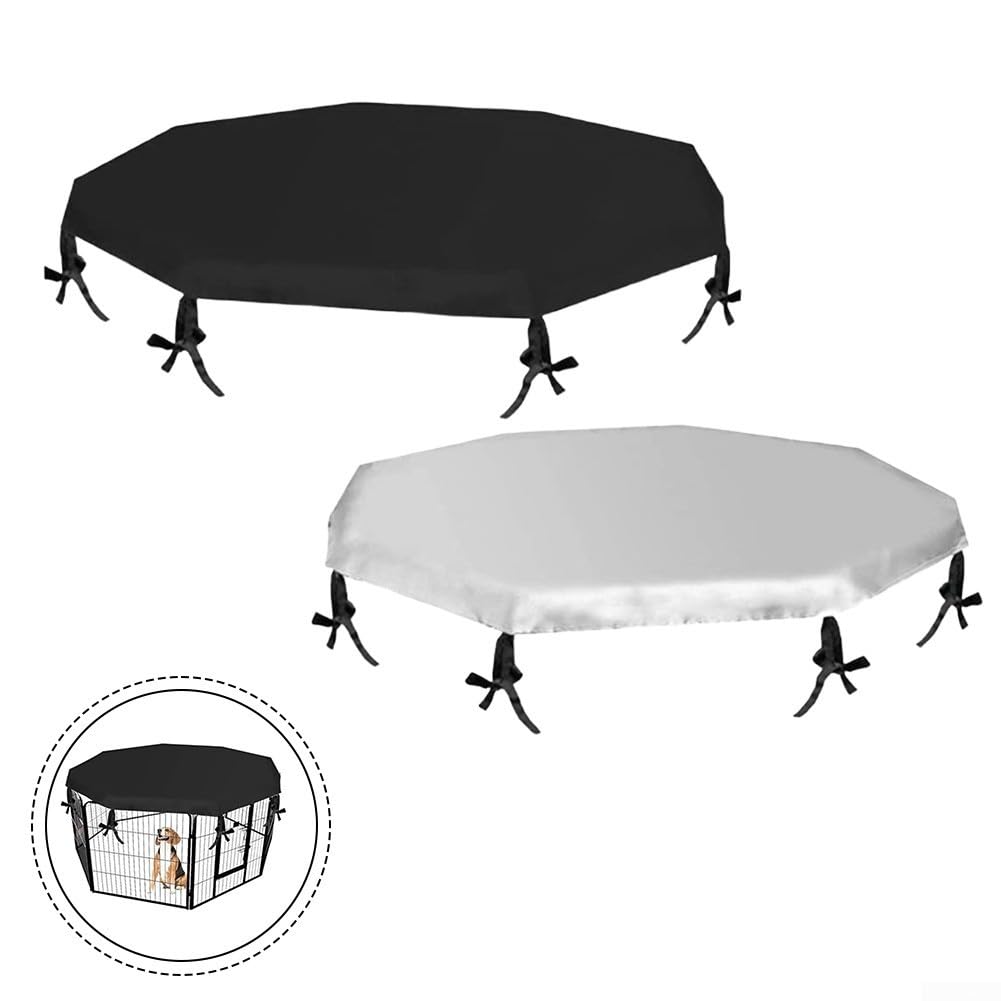 DAZZLEEX Achteckige Haustier-Laufgitterabdeckung, Sonnenschutz, Schutzdach, 210D Oxford-Gewebe, Regenschutz für Freigehege, 65,6 cm, Schwarz (Schwarz)